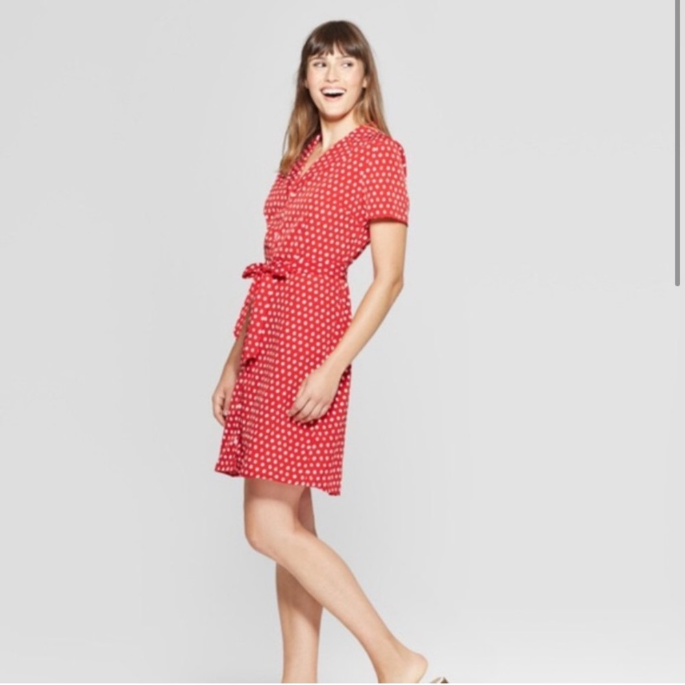 A New Day Red & White Polka Dot Dress Sz M
